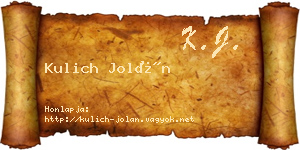 Kulich Jolán névjegykártya