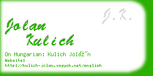 jolan kulich business card